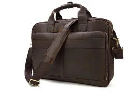 15 Inch Unisex Coffee Leather Laptop Bags