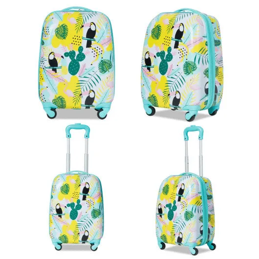 2 Pieces Kid's Luggage Set 12-inch Backpack and 16-inch Rolling Suitcase Travel