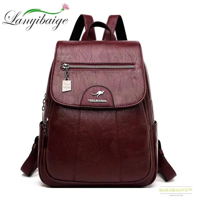 2024 Women's High-Quality Leather Backpack - Retro Vintage Ladies Travel & School Bag