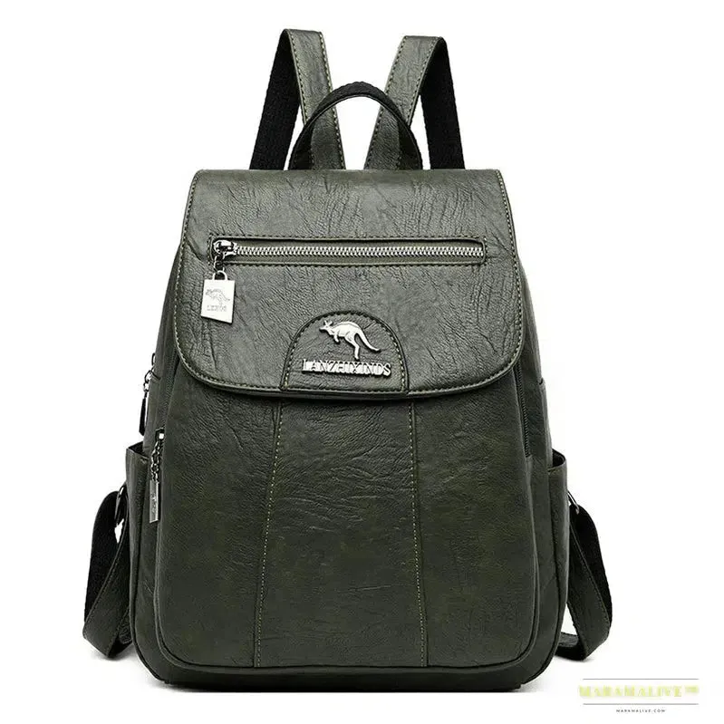 2024 Women's High-Quality Leather Backpack - Retro Vintage Ladies Travel & School Bag