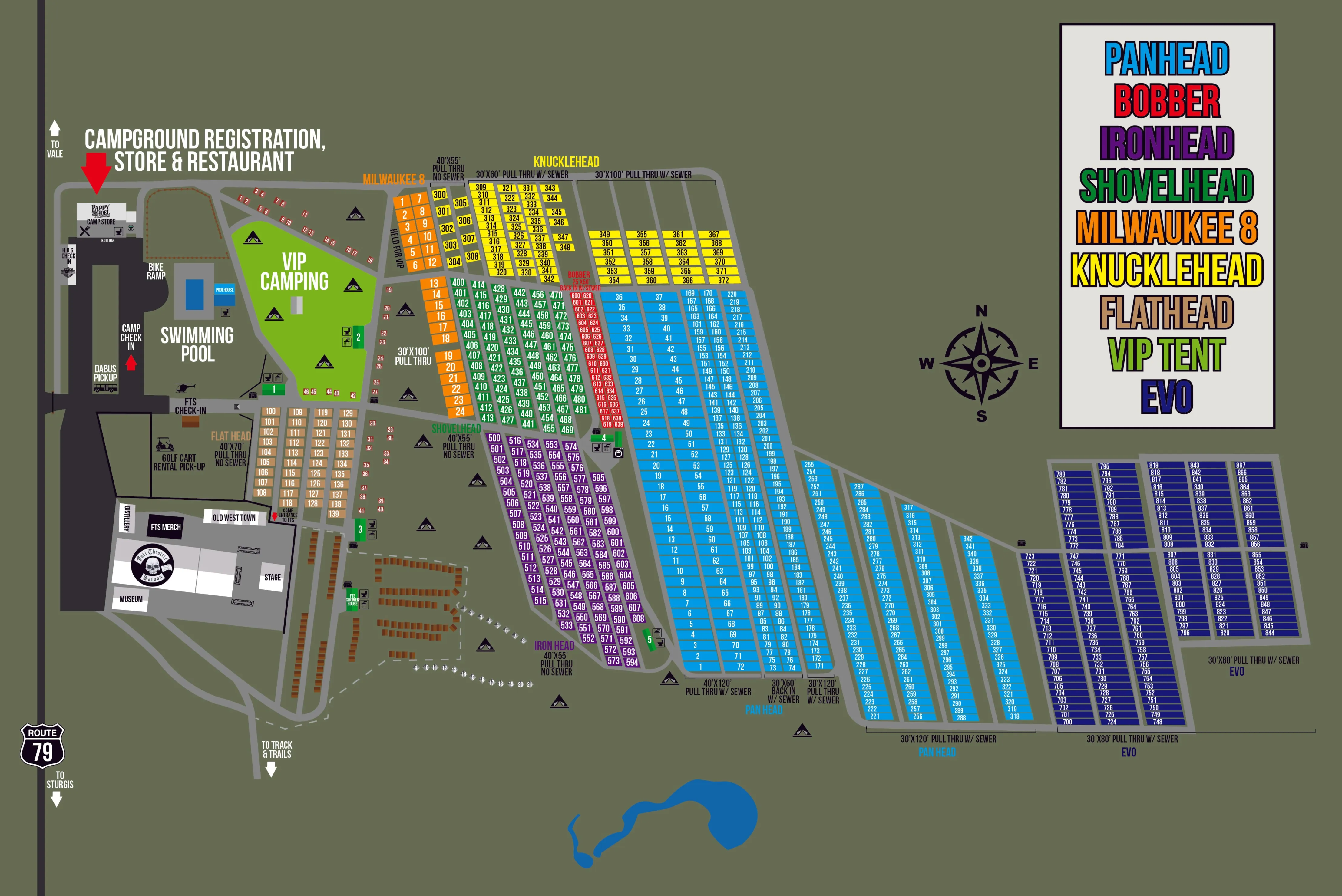 2025 Pan Head RV Park - PULL THROUGH Sites 1 - 72