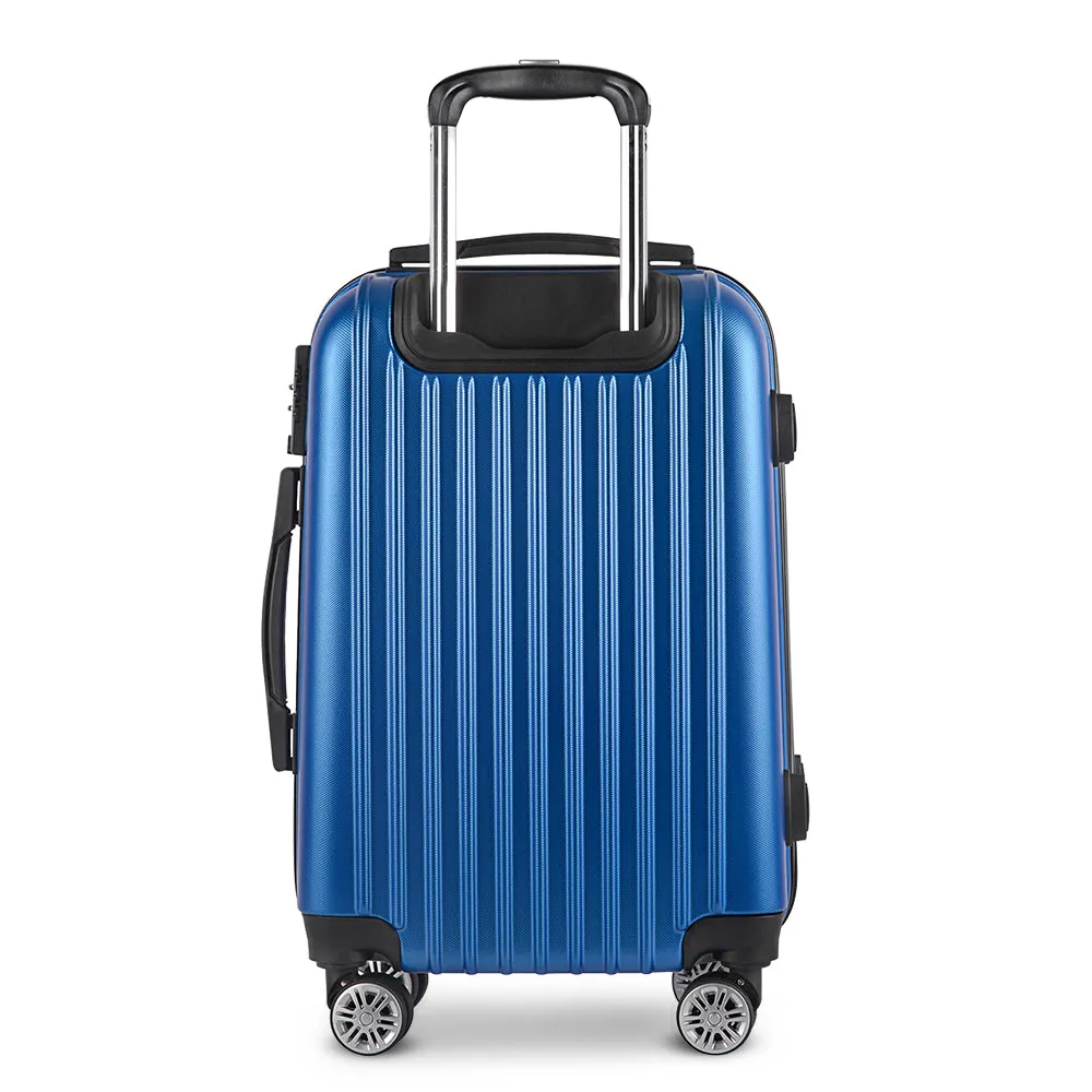 28" Luggage Trolley Travel Suitcase Set TSA Lock Hard Case Shell Blue