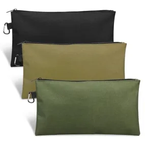 3 Pack Tool Bag Zipper Pouch, Premium Tool Pouch, Utility Multipurpose Storage Organizer Tool Pouches with Carabiner Metal Zipper for Tools, Stationary, Pencil Pouch (3 Pack, Tan, Navy Green, Black)