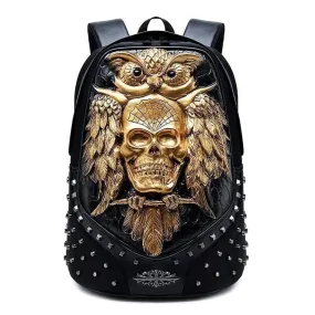 3D Backpack ,Studded 3D Happy Skull With Bat Unisex Fashion Computer Backpacks Bags