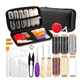 41 PCS Leather Upholstery Repair Kit, Leather Working Tools And Supplies, Leather Sewing Kit With Sewing Needles, Waxed Thread And Storage Bag, Leather Stitching Kit For Beginners And Professionals