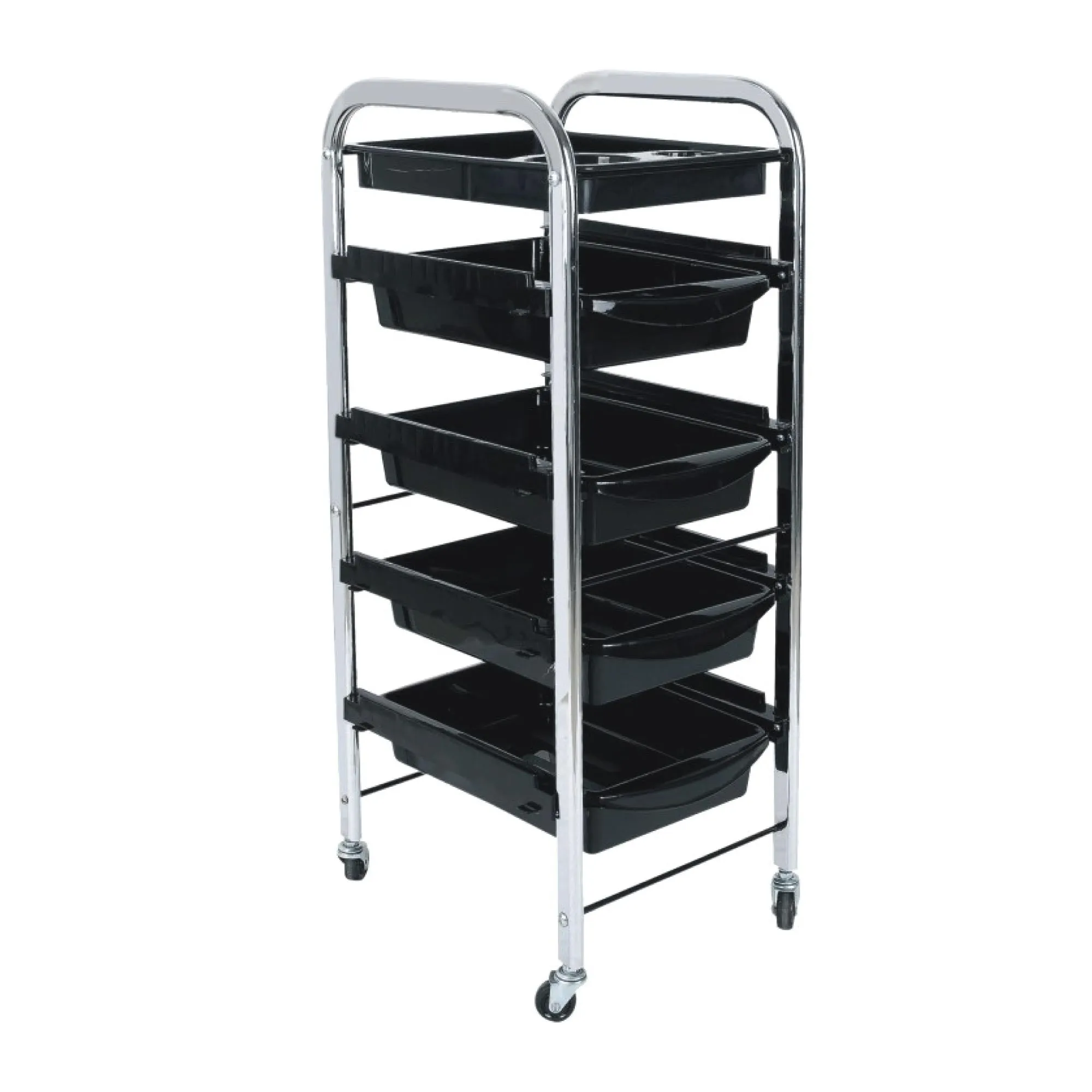 5 Tier Hairdressing Trolley Black 80x40x30 Salon Hair Colour Storage Metal Cart