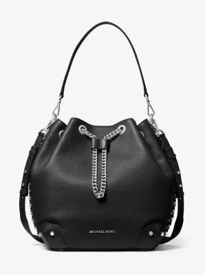 Alanis Large Pebbled Leather Bucket Bag