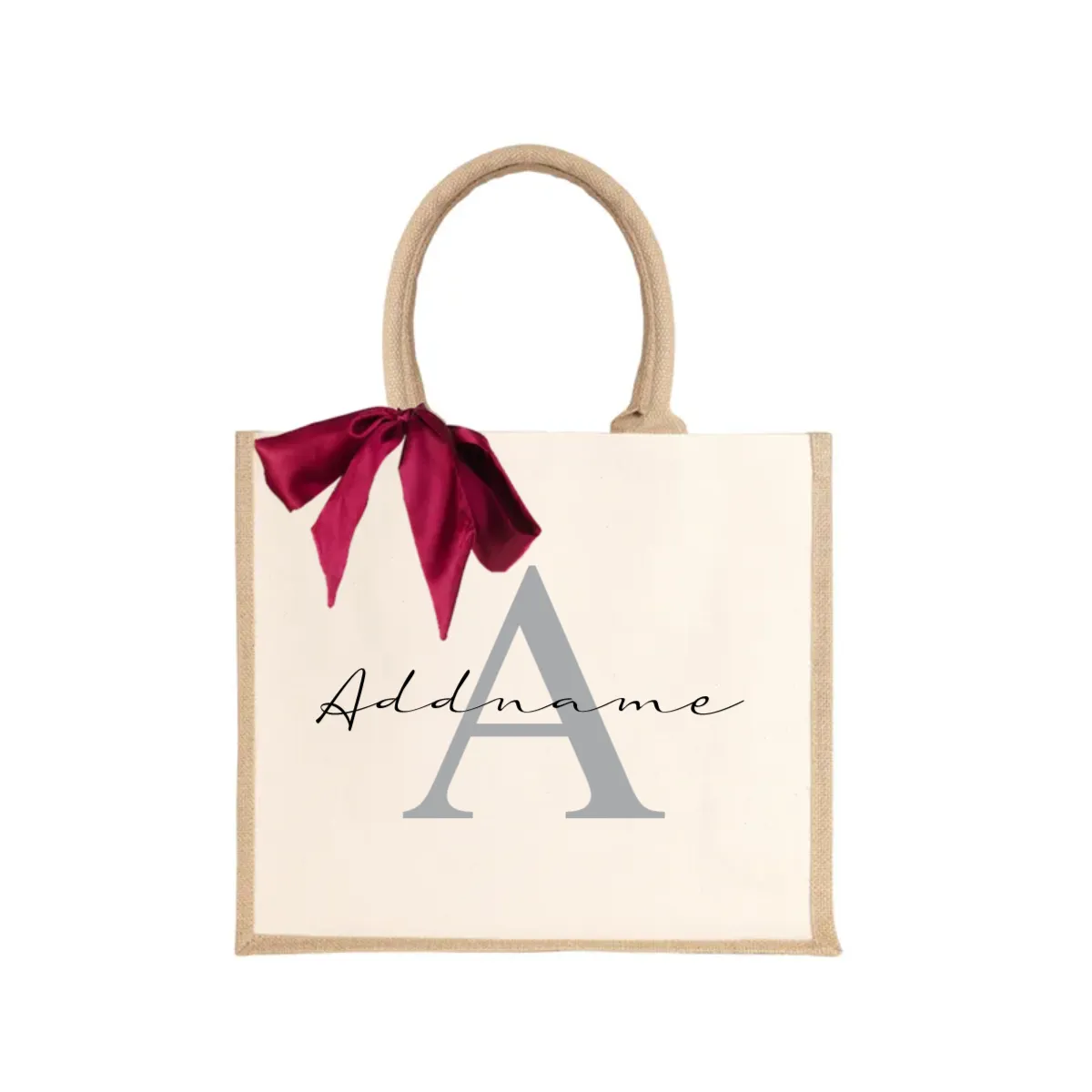 Alphabet Series Half Lining Jute Bag