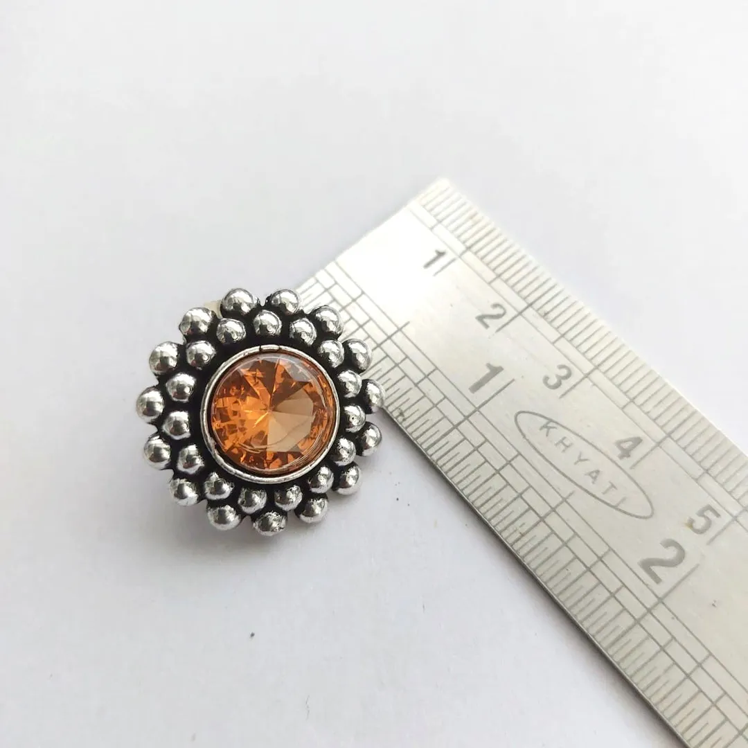 Amber Blaze : Yellow Stone Stud Earrings