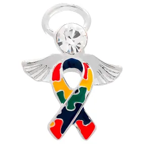 Angel Autism Ribbon Pins