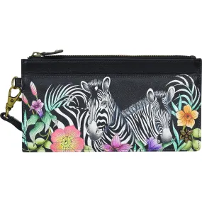 Anuschka Clutch Wristlet Organizer Playful Zebras Leather