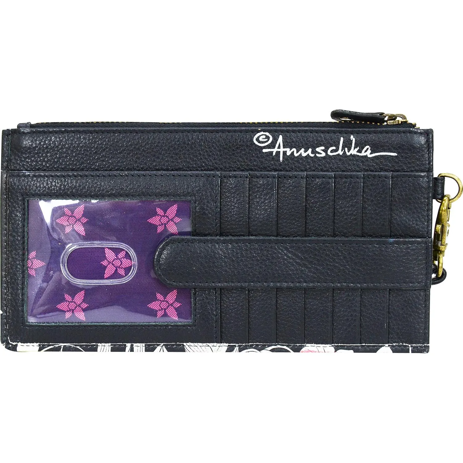 Anuschka Clutch Wristlet Organizer Playful Zebras Leather