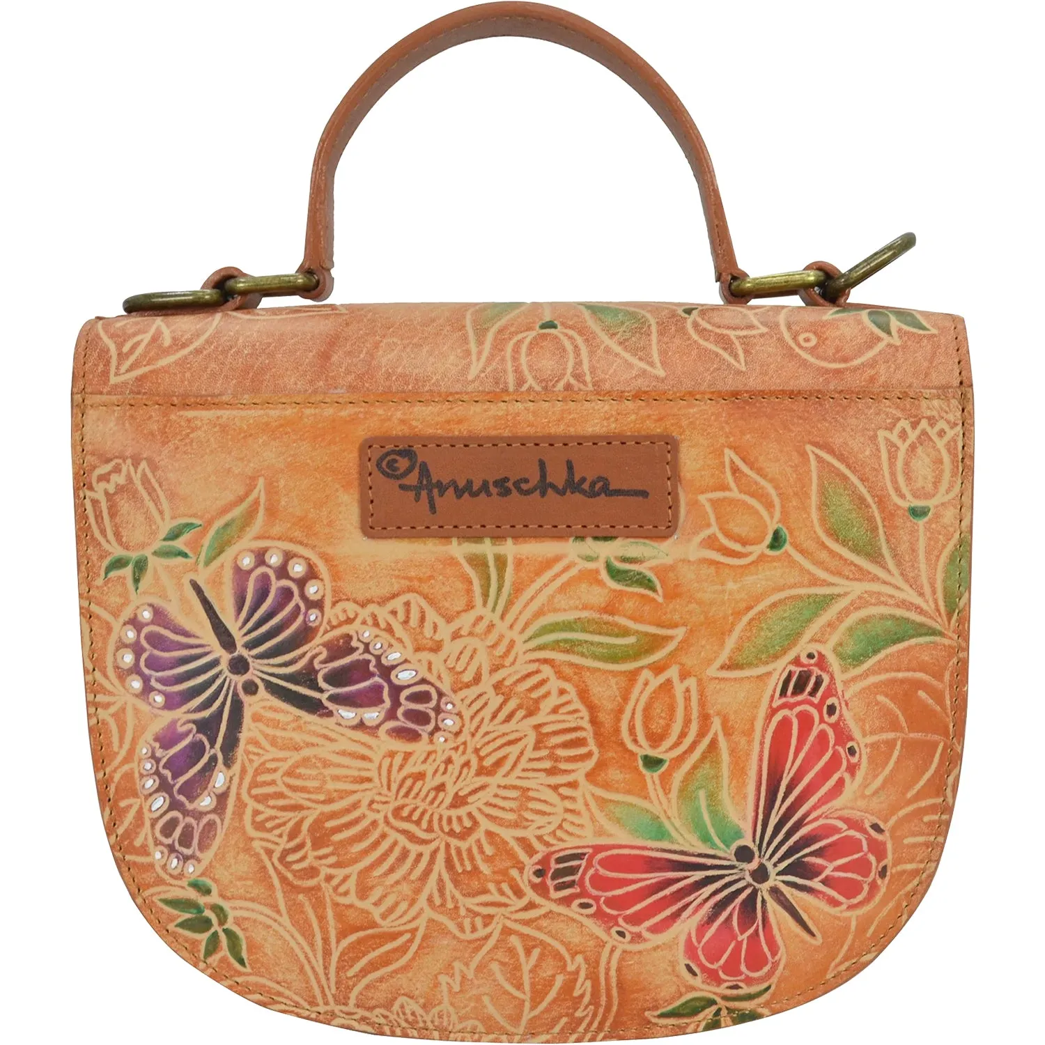 Anuschka Flap Crossbody Tooled Butterfly Multi Leather