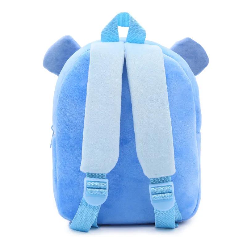 Anykidz 3D Blue Hippo School Backpack Cute Animal With Cartoon Designs Children Toddler Plush Bag For Baby Girls and Boys