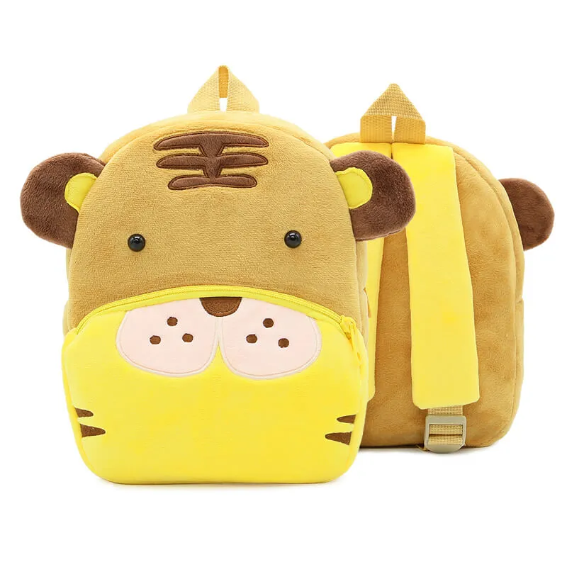 Anykidz 3D Brown Tiger  Kids School Backpack Cute Cartoon Animal Style Children Toddler Plush Bag Perfect Accessories For Boys and Girls