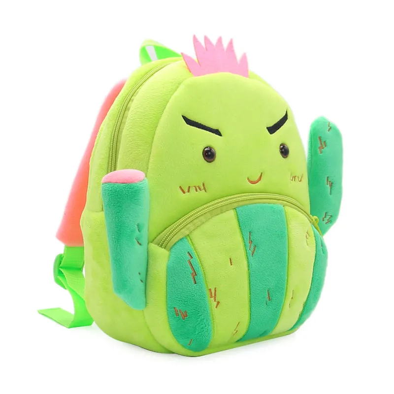 Anykidz 3D Green Cactus  Kids School Backpack Cute Cartoon Animal Style Children Toddler Plush Bag Perfect Accessories For Boys and Girls