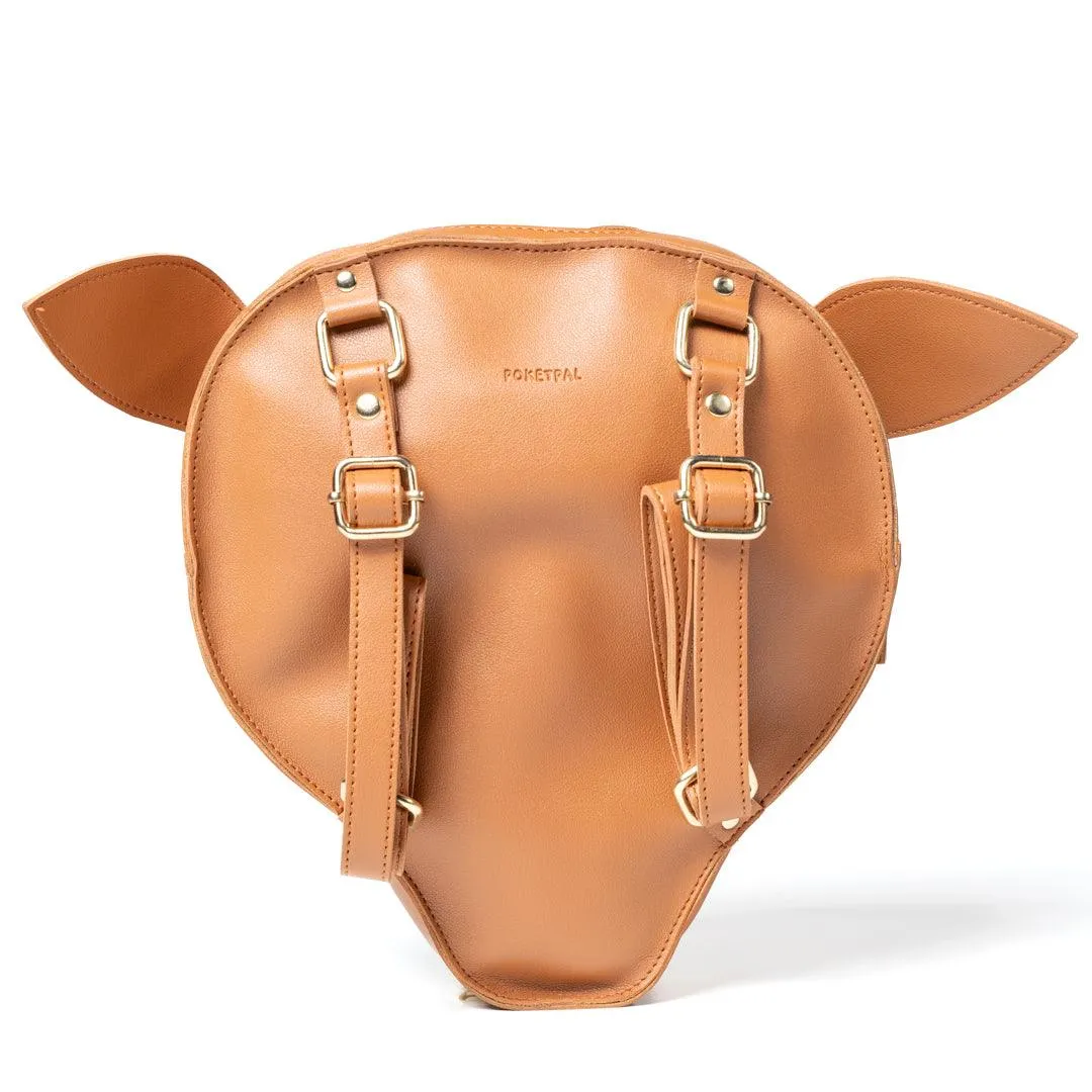 Bambi Deer Backpack for Kids | Vegan Leather | Tan Color | Velvet Lining