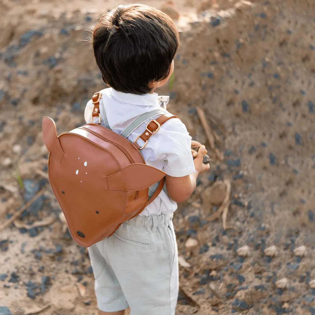 Bambi Deer Backpack for Kids | Vegan Leather | Tan Color | Velvet Lining