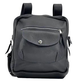 Billy Sunday Black Leather w/ Blue Stitching Backpack