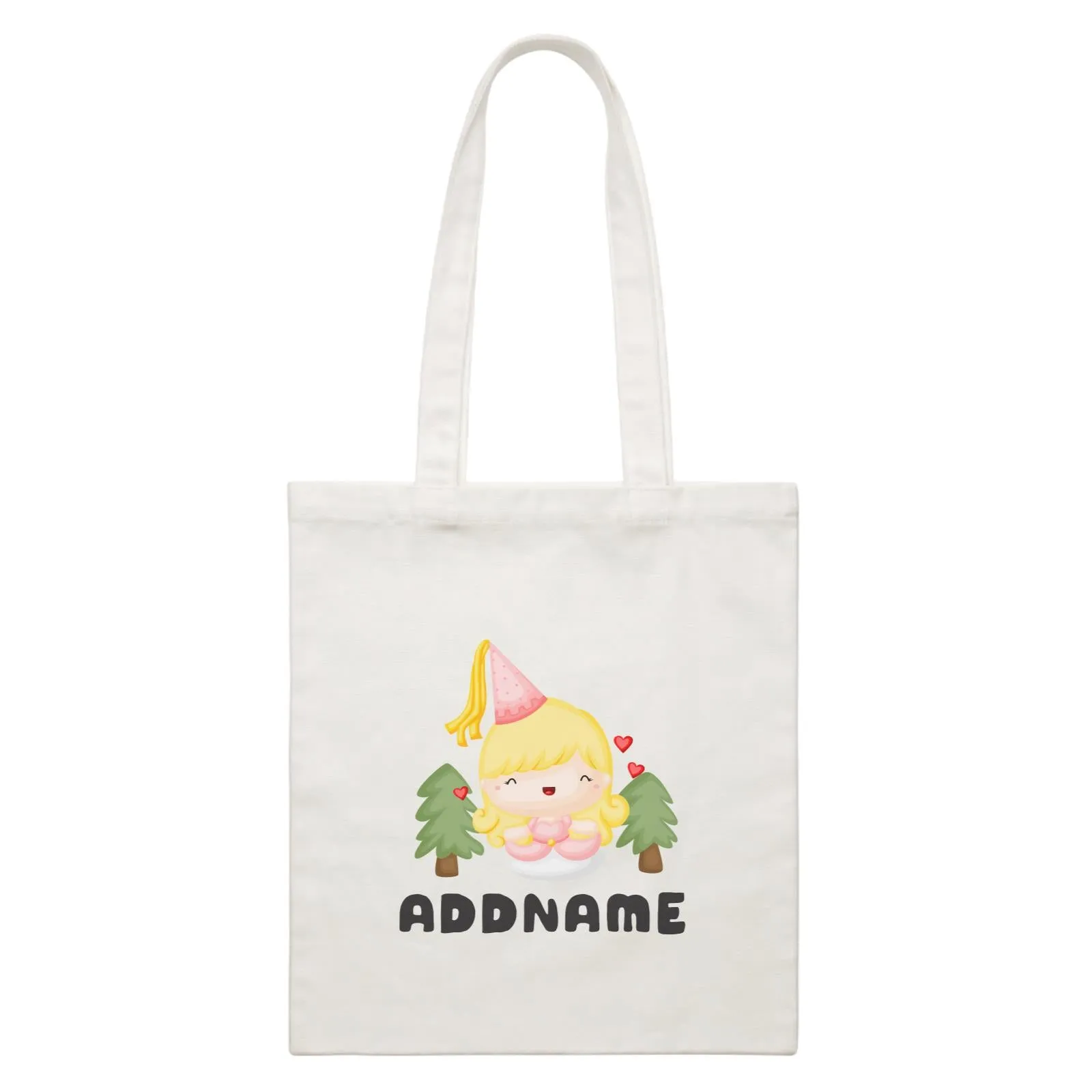 Birthday Royal Princess Girl Addname White Canvas Bag