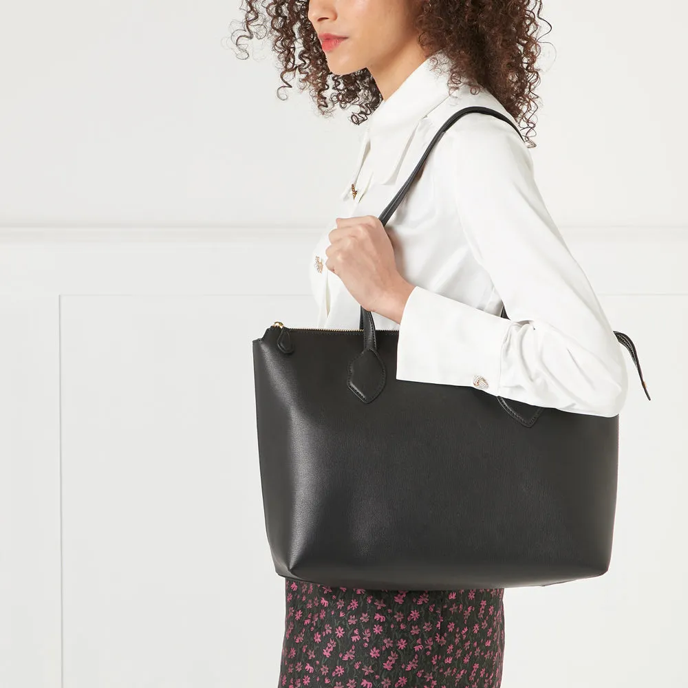 BLACK LARGE DOUBLE LIP SAM TOTE BAG