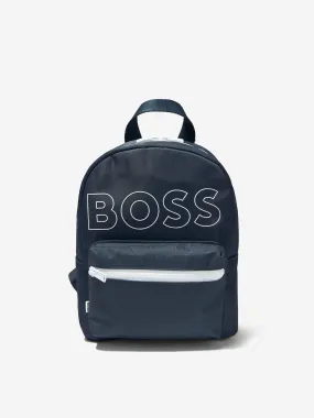 BOSS Kids Logo Backpack In Navy