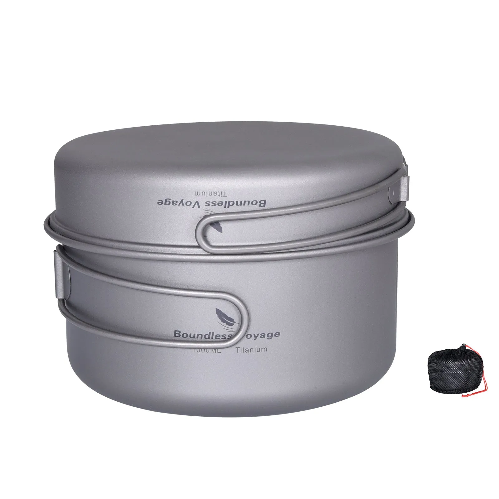 Boundless Voyage Outdoor Titanium Pot Pan Set 500ml 1000ml with Lid Folding Handle Camping Hiking Picnic Ultralight Cookware