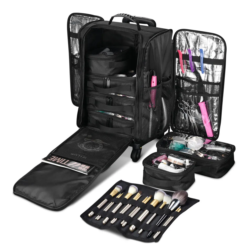 Byootique 2in1 Rolling Makeup Case with Backpack Detach Trolley