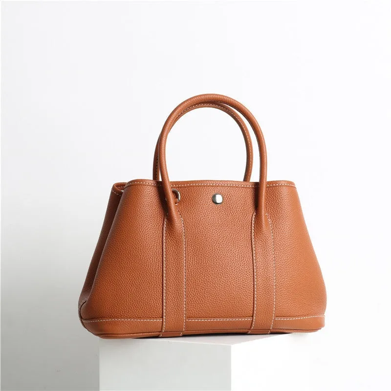 Calfskin Leather Top Handle Tote Bag