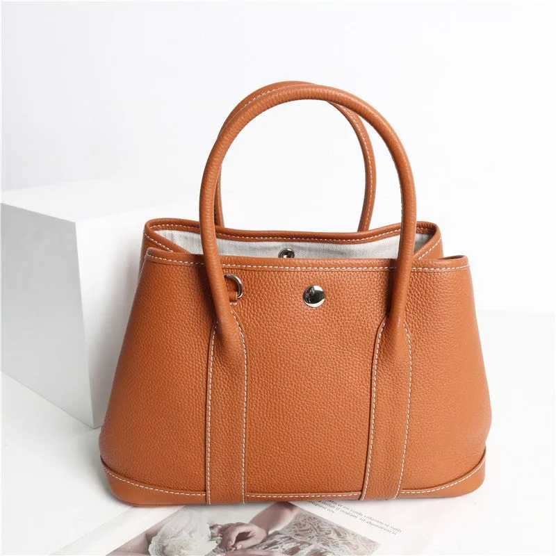 Calfskin Leather Top Handle Tote Bag