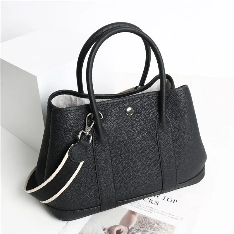 Calfskin Leather Top Handle Tote Bag