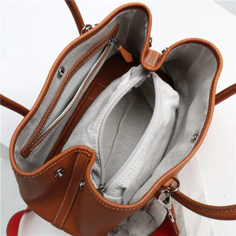 Calfskin Leather Top Handle Tote Bag