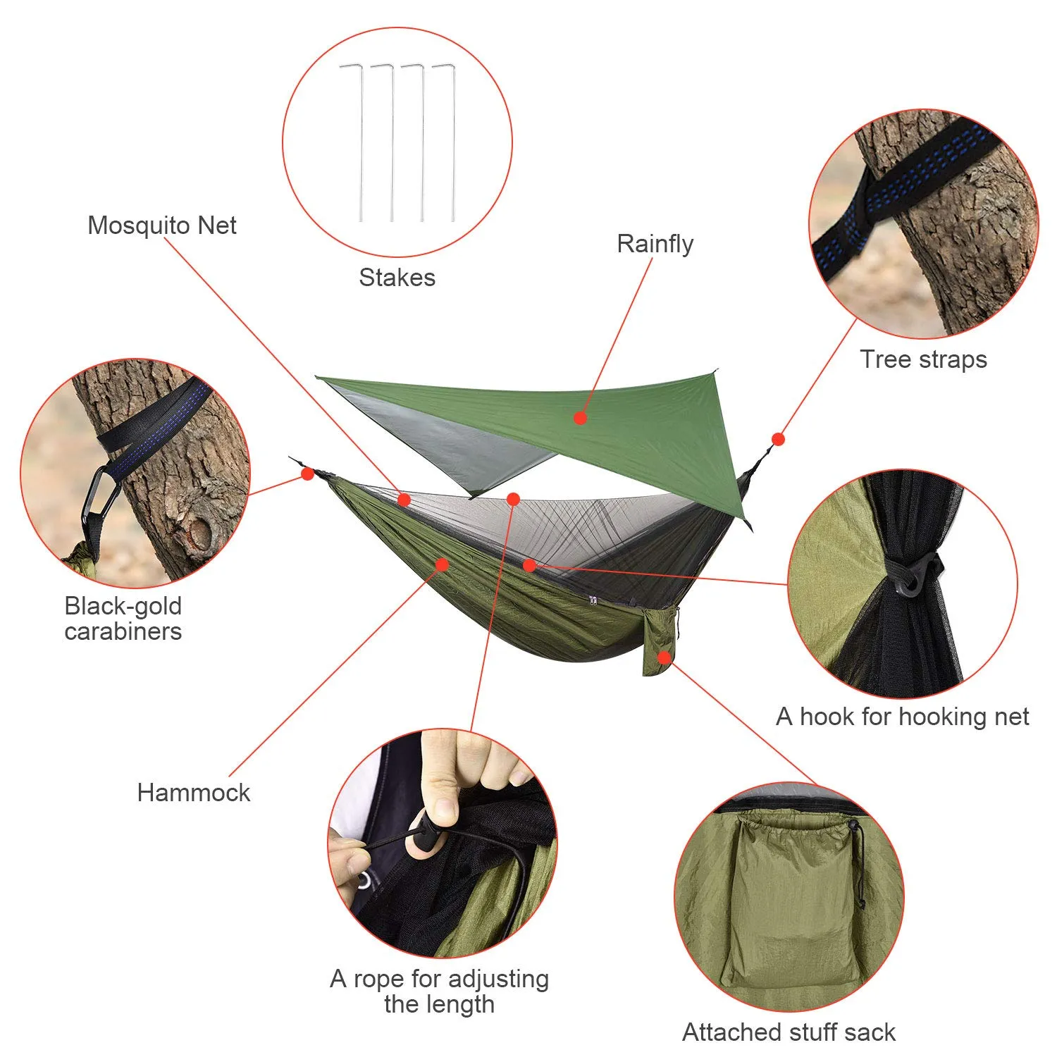 Camping Hammock with Mosquito Net - FIRINER