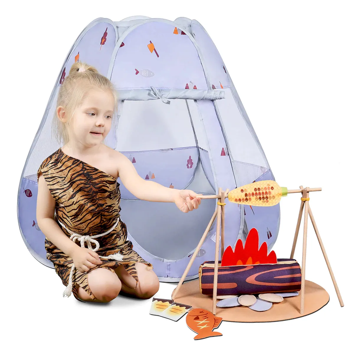 Camping set toy with tent pop up play tent, pretend play camping set, camping barbecue outdoor toy for kids children 3 Months 