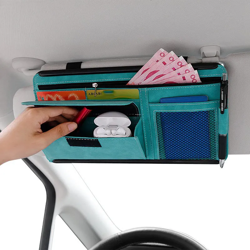 Car Sun Visor Organizer Glasses Case Storage Bag