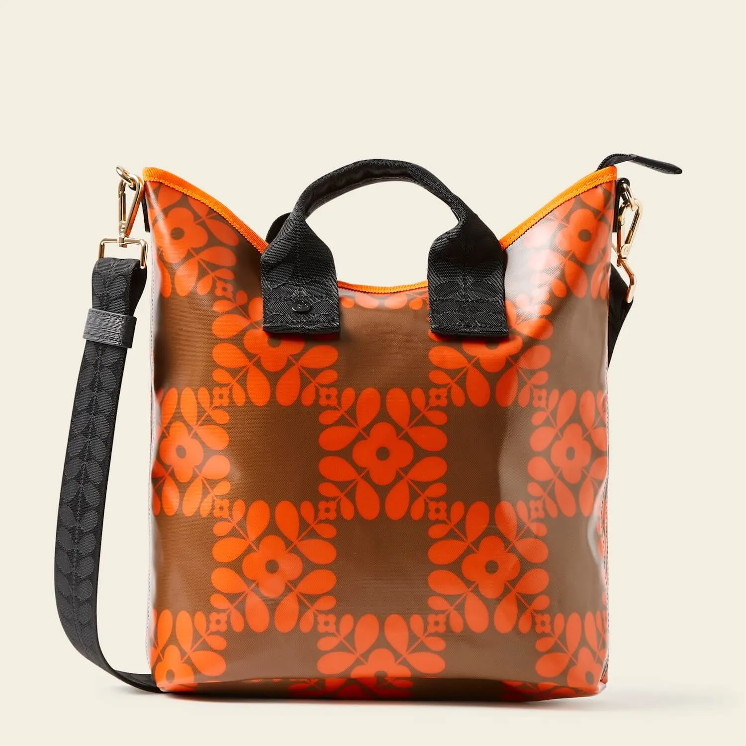 Carry Grab Bucket Bag - Lattice Flower Tile Conker