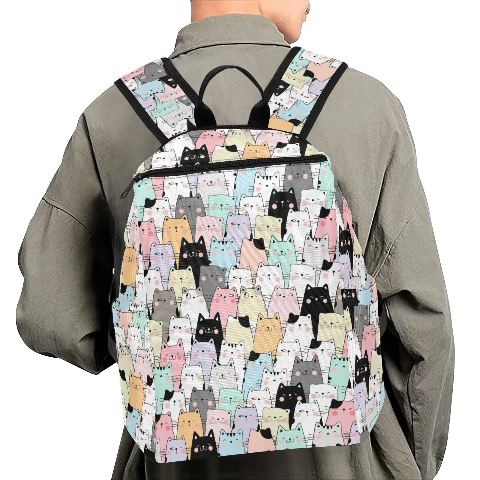 Cats Backpack, Kittens Men Women Kids Gift Him Her School College Cool Waterproof Side Pockets Laptop Aesthetic Bag