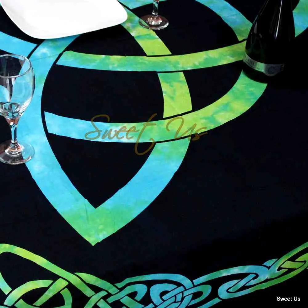 Celtic Triquetra Trinity Tablecloth Square 72x72 Black Blue Green Purple