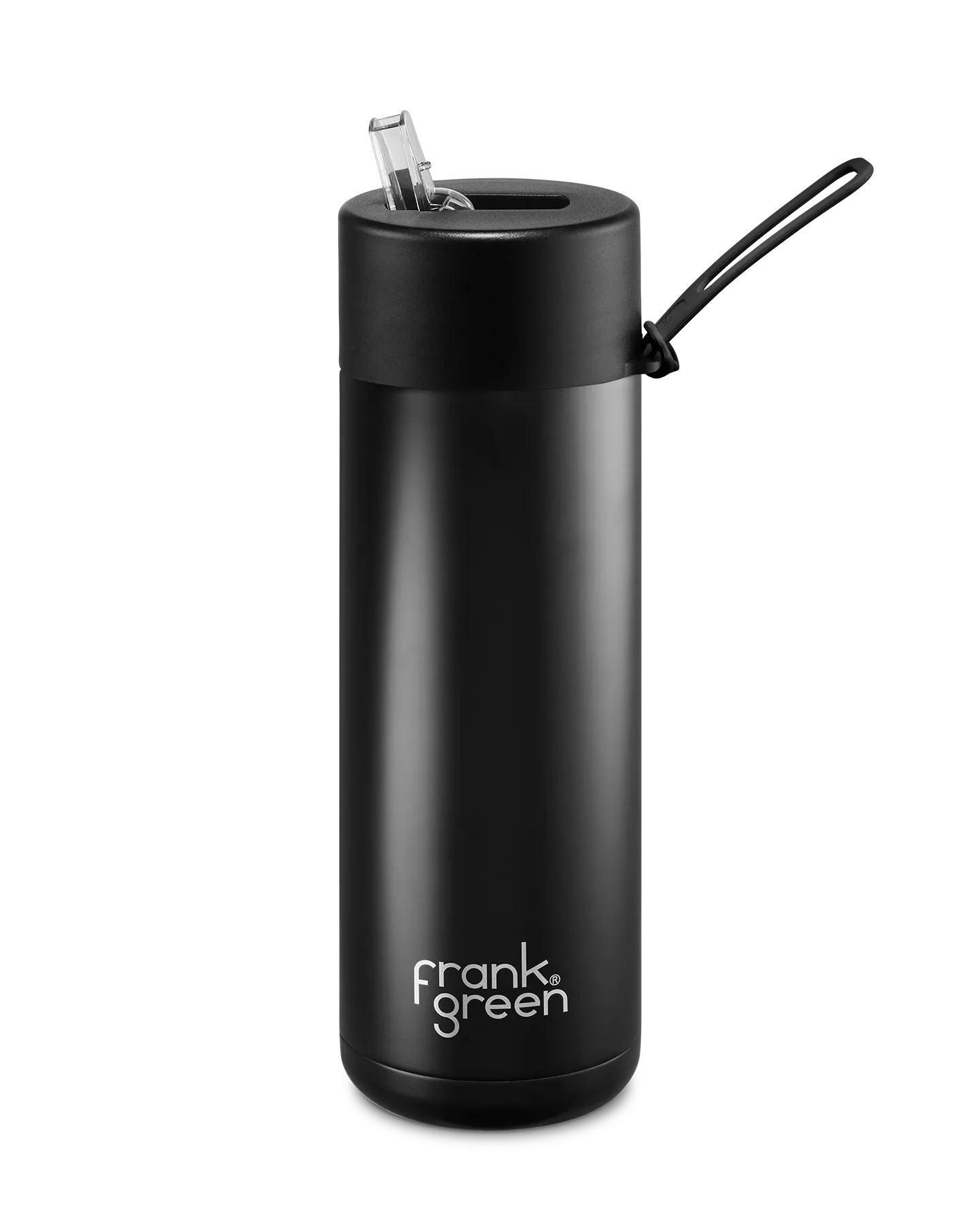 Ceramic Reusable Bottle w Straw - Midnight - 20oz 595ml