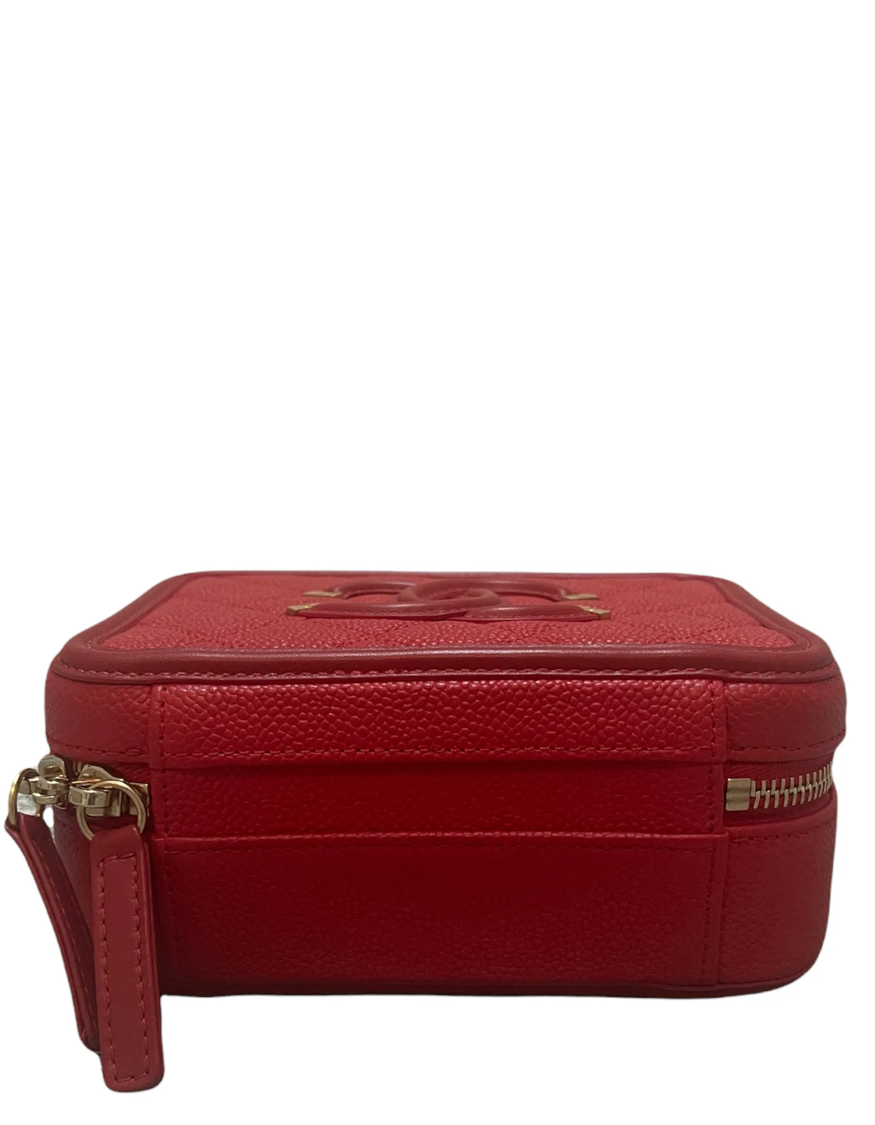 Chanel Red Caviar Small CC Filigree Vanity Case Crossbody Bag