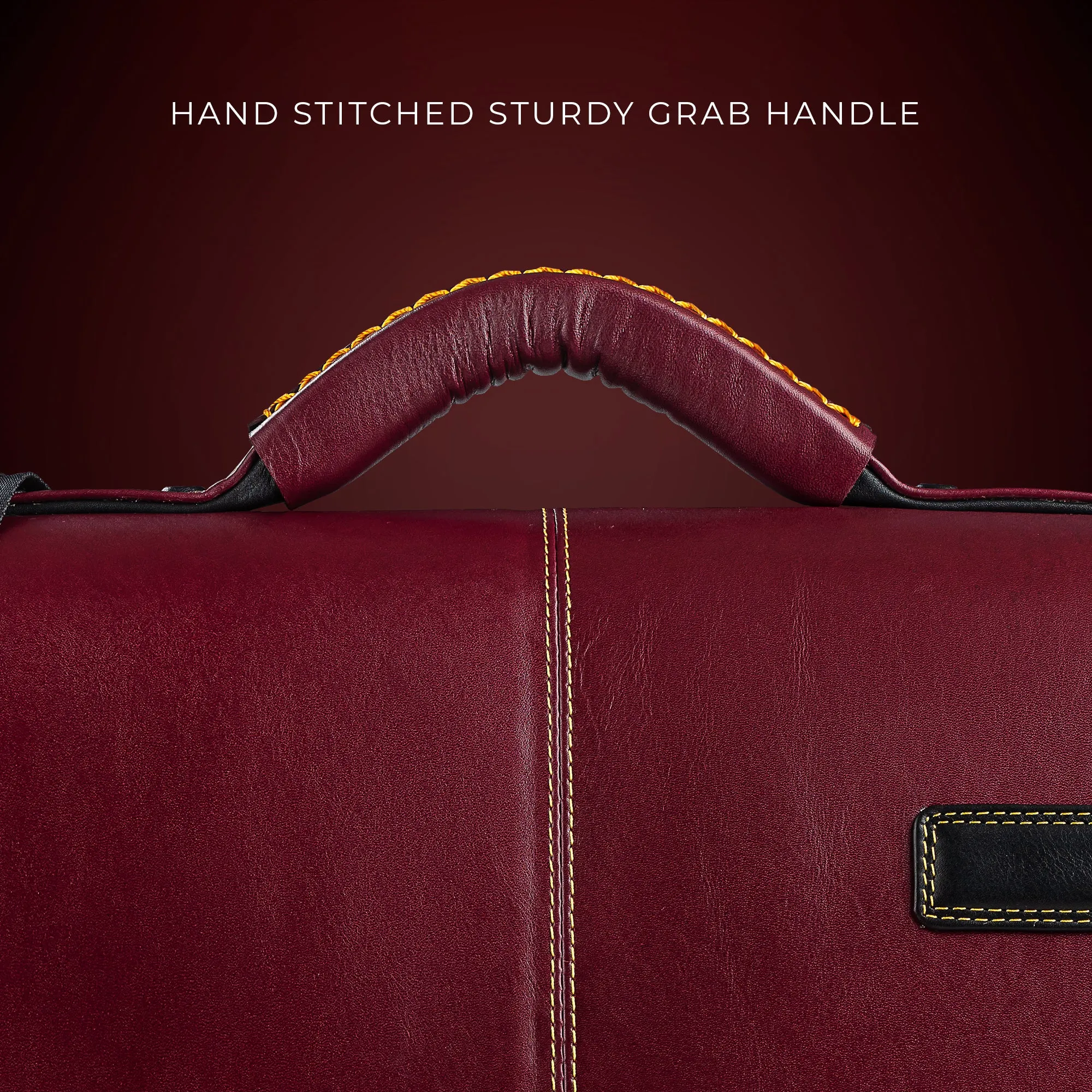 Chris Brown I | Luxury Leather Laptop/Office Bag | Genuine Leather Folio Bag | Color: Cherry