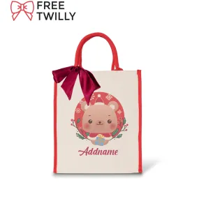 Christmas Cute Animal Series - Red Colour Lining Canvas Bag (Livestream)