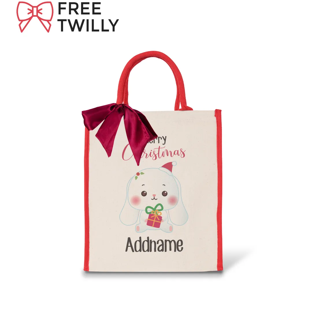 Christmas Cute Animal Series - Red Colour Lining Canvas Bag (Livestream)