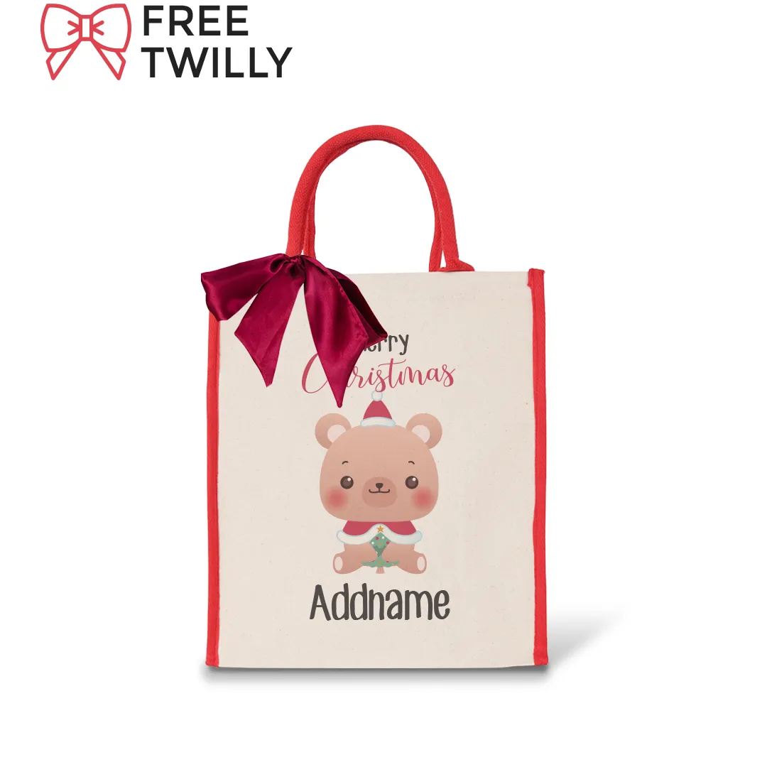 Christmas Cute Animal Series - Red Colour Lining Canvas Bag (Livestream)