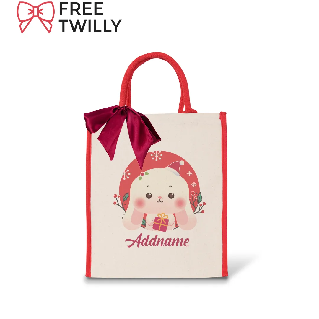 Christmas Cute Animal Series - Red Colour Lining Canvas Bag (Livestream)