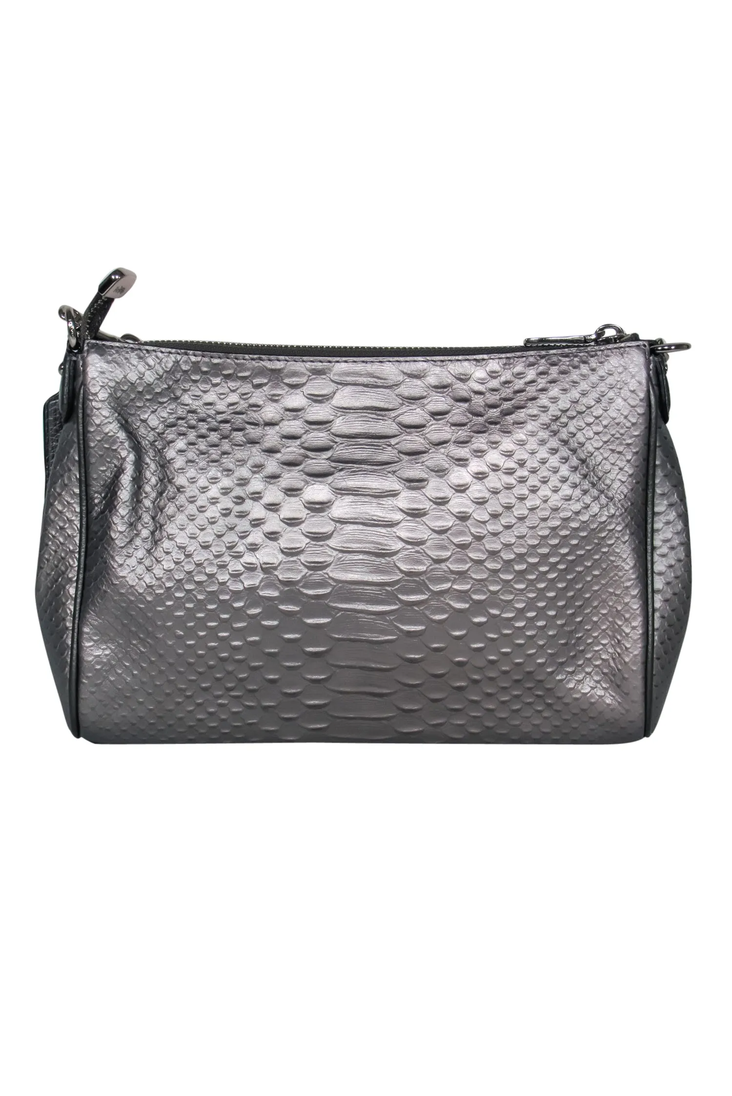 Coach - Silver Reptile Embossed Leather Crossbody Purse