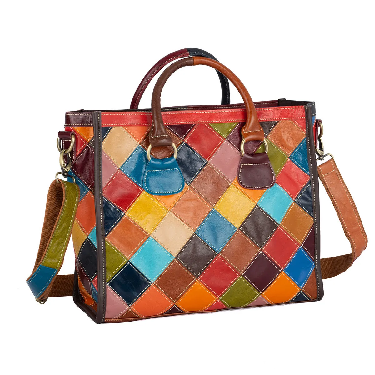 Colorful Leather Premium Hand-held Shoulder Crossbody Bag