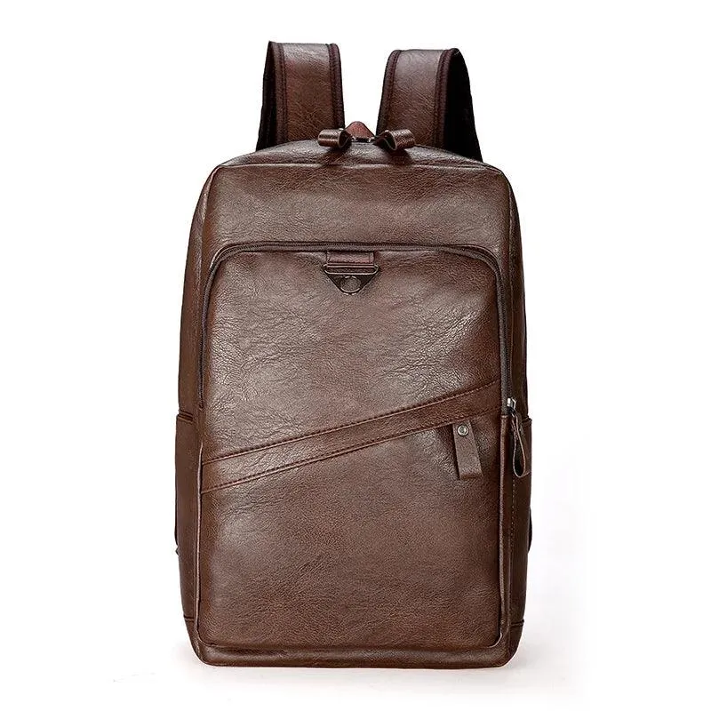 D190110 Cool Backpack - Large Capacity Leather Laptop Bag