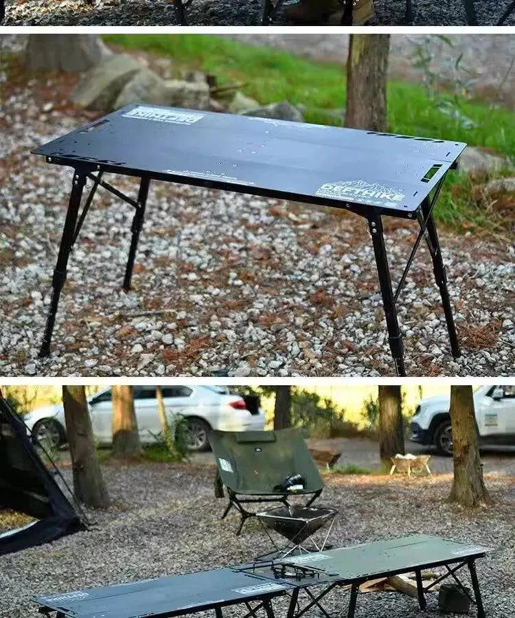 Difeike Outdoor Camping Three Piece Table Aluminum Tactical Table Portable Folding Lifting IGT Expansion Chicken Rolls Table