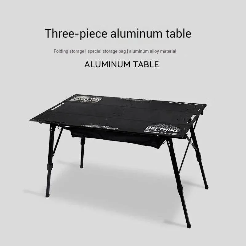 Difeike Outdoor Camping Three Piece Table Aluminum Tactical Table Portable Folding Lifting IGT Expansion Chicken Rolls Table